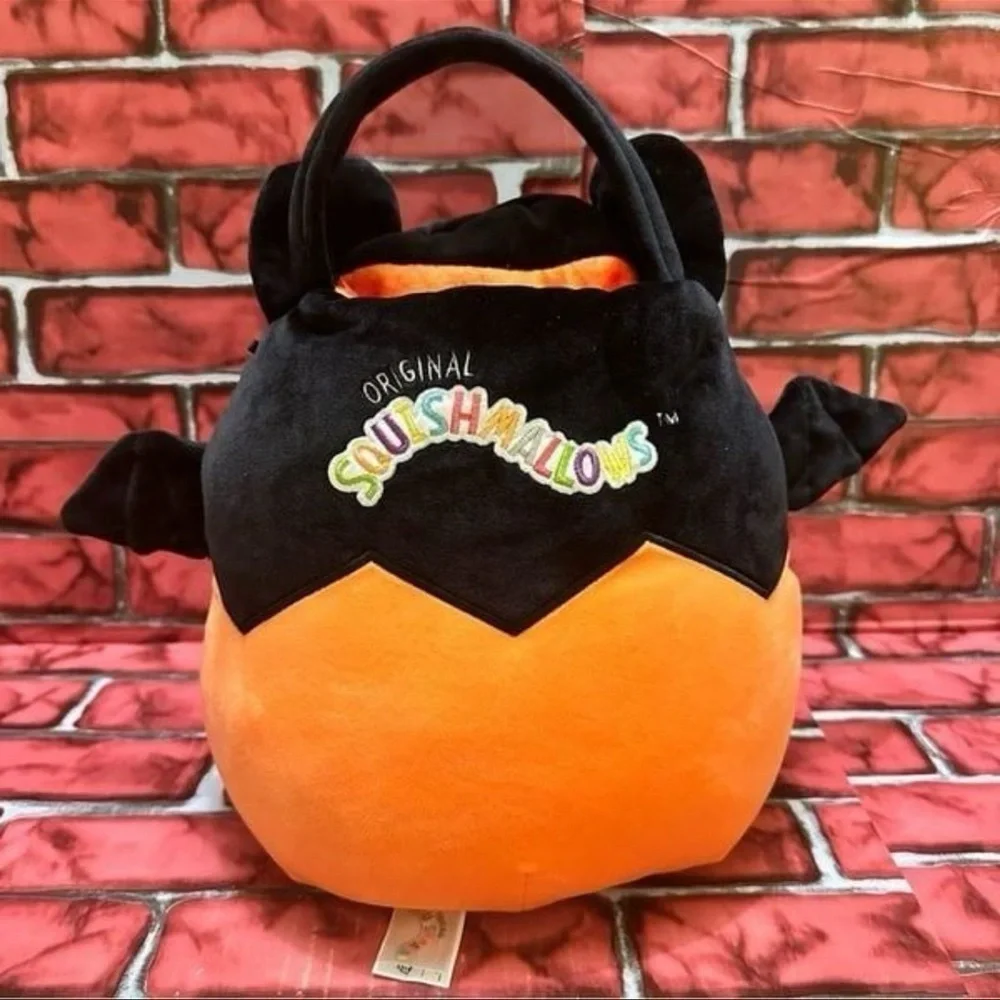 Squishmallows Black and Orange Bat Halloween Costume Bag